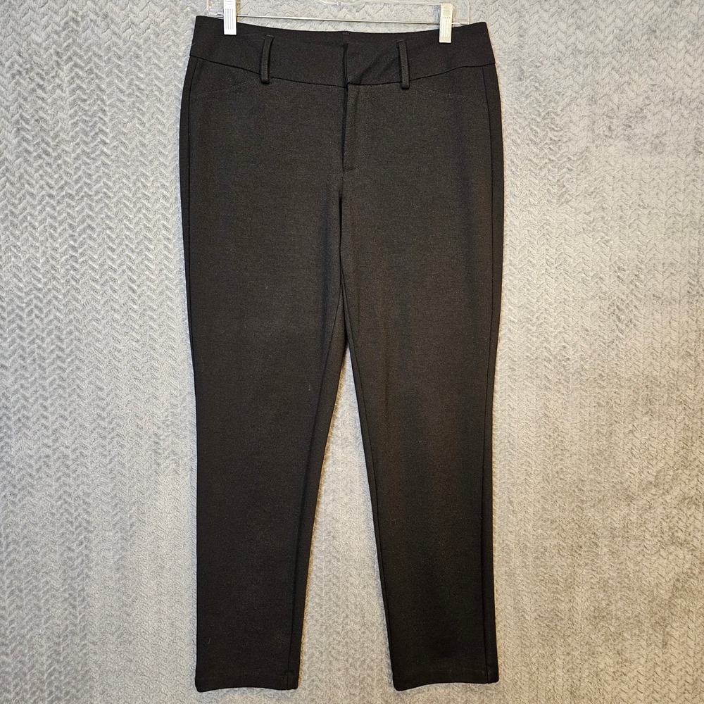 Michael Kors Women Black Slim Leg Ponte Knit Dress Pants Trousers Size 6 Gold HW